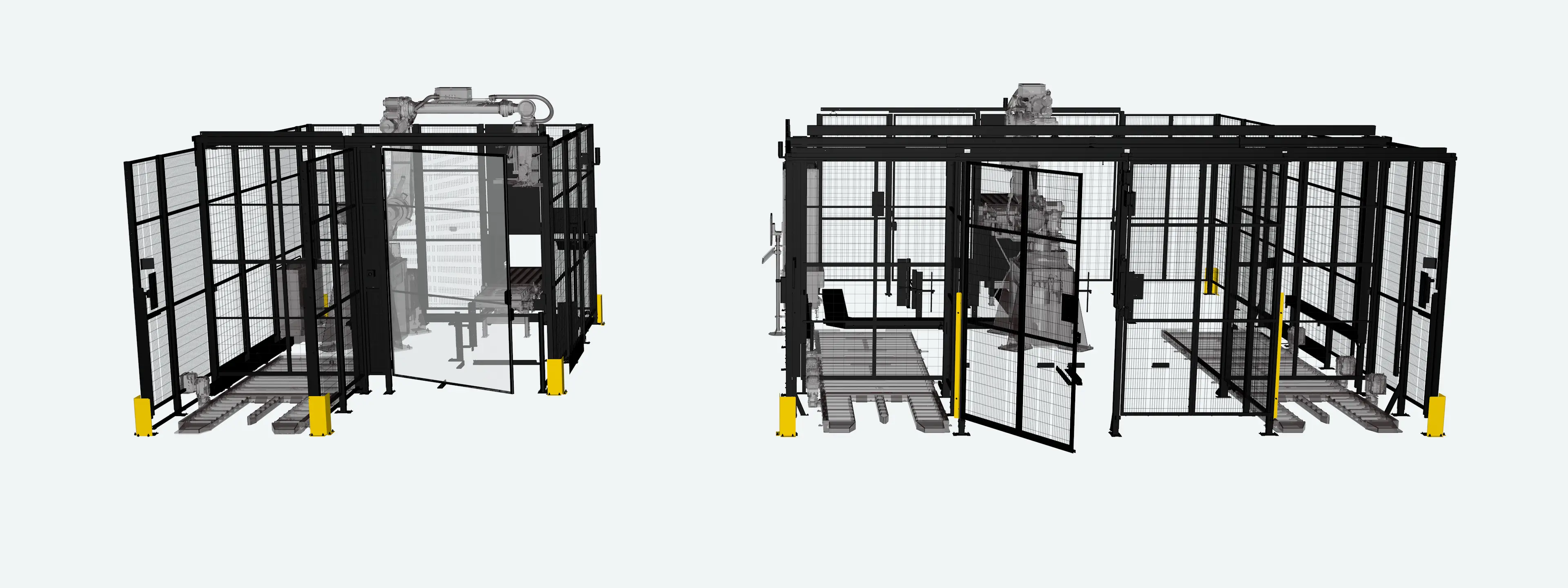 Twin-Palettierroboterzelle in Aktion